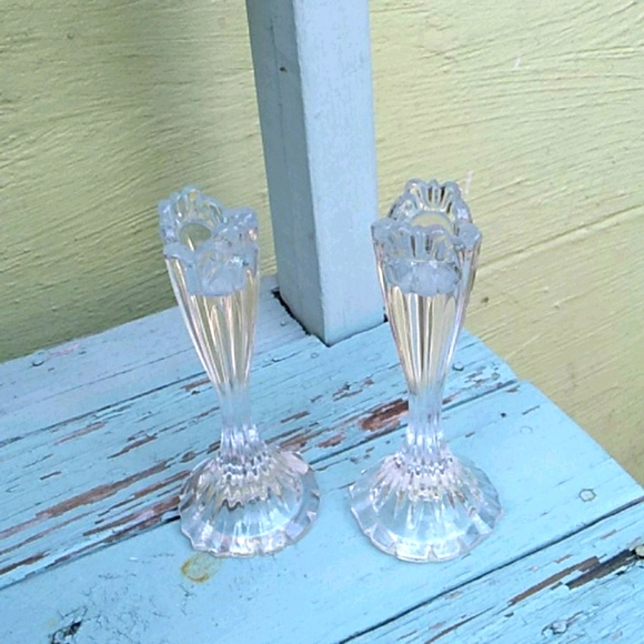 Other - Glass Candlesticks ( pair)